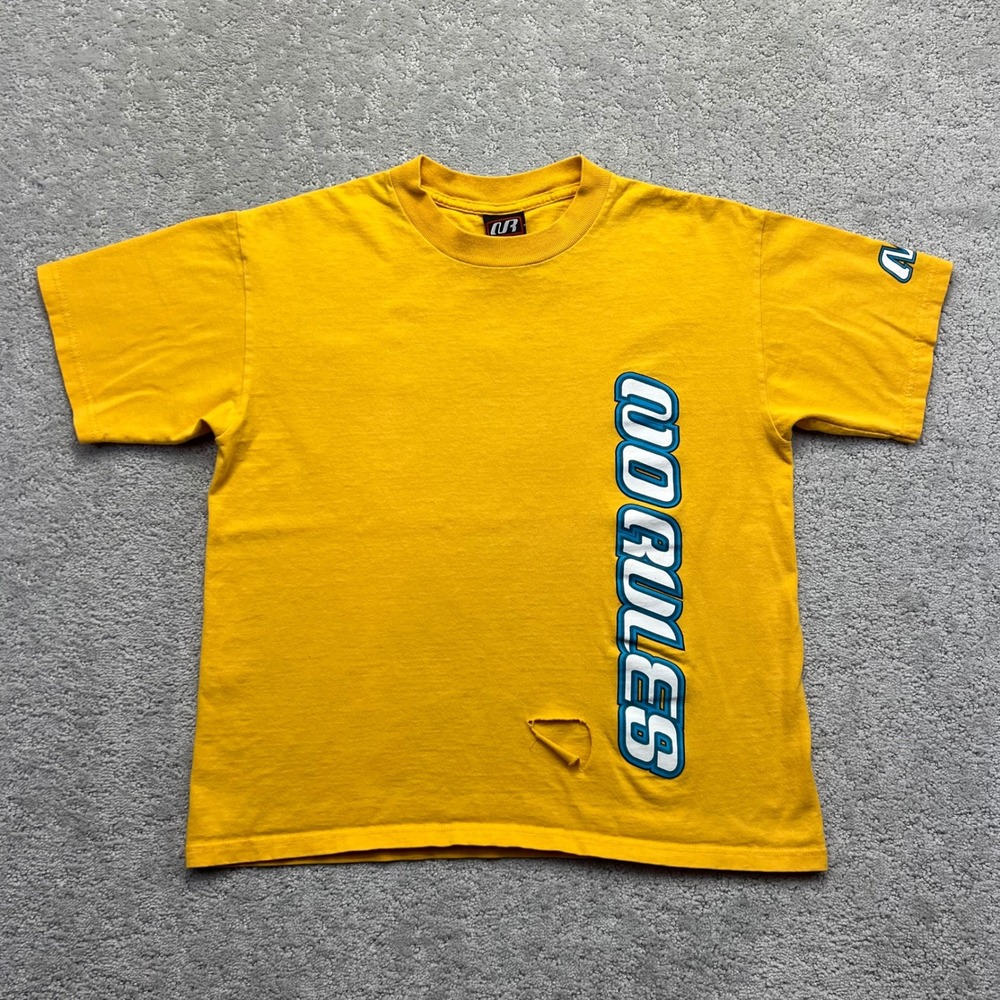 VINTAGE Y2k No Rules T-Shirt Youth Large Yellow Get Yo Skate On Graphic Tee